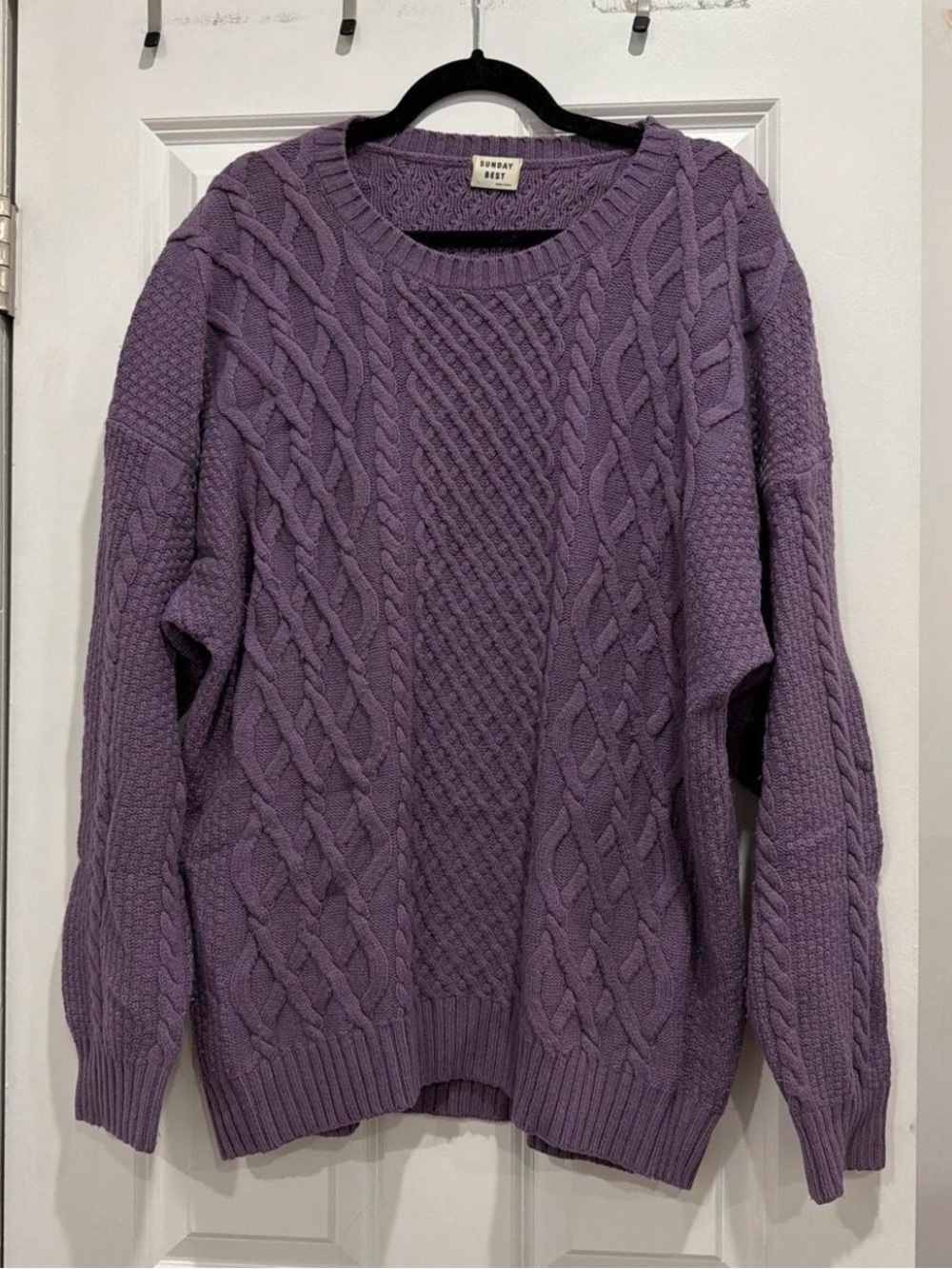 Aritzia Cozy Cable Knit Sweater - Dusty Purple